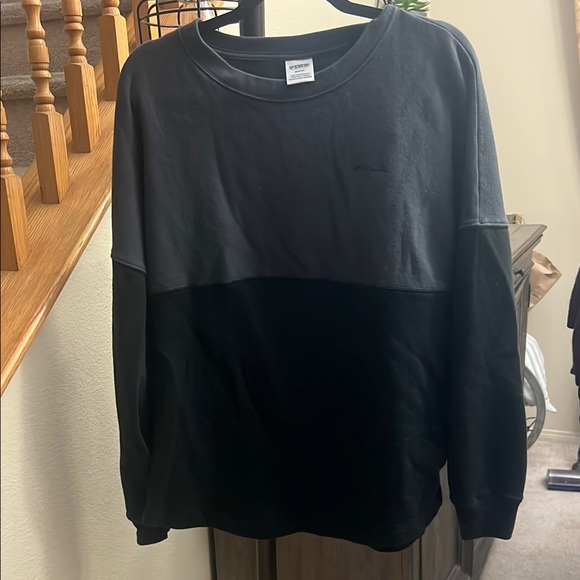 VS PINK  Logo Black /Gray Colorblock Long Sleeve Crewneck Sweatshirt - Picture 2 of 5